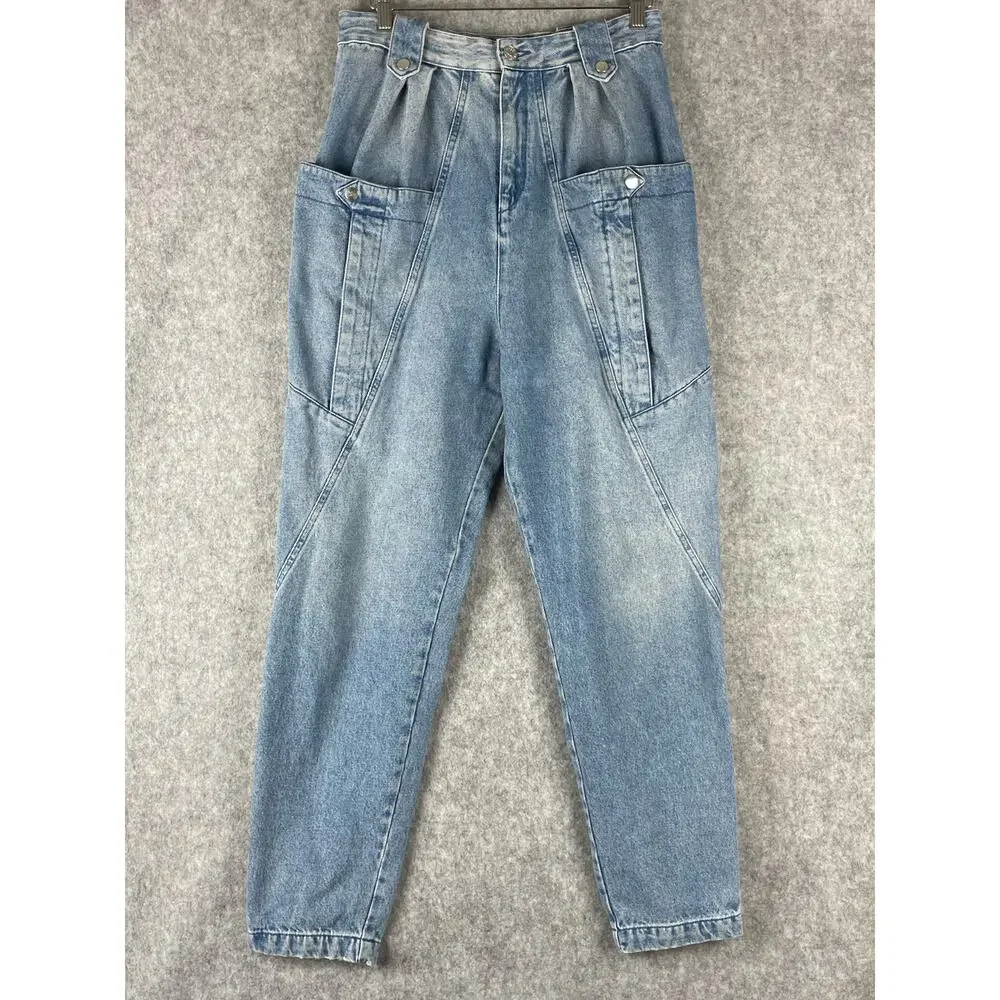 Isabel Marant Kerris Jeans Womens FR40 US8 Light Wash High Rise‎ Tapered FLAW